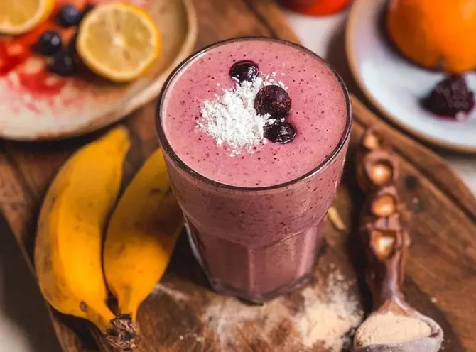 Receita Protein Shake de Frutas Roxas com Leite de Coco
