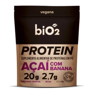 Proteína Vegetal de Arroz e Ervilha Sabor Açaí e Banana Vegana e Sem Glúten biO2 908 g