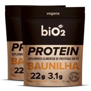 2x Proteína Vegetal de Arroz e Ervilha Sabor Baunilha Vegana e Sem Glúten biO2 908 g
