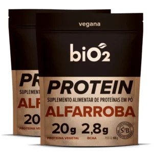 2x Proteína Vegetal de Arroz e Ervilha Sabor Alfarroba Vegana e Sem Glúten biO2 908 g